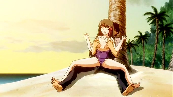 Big ass anime girl squirts on the beach