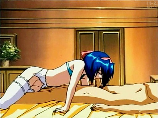 Anime girl in lingerie fucks a cock