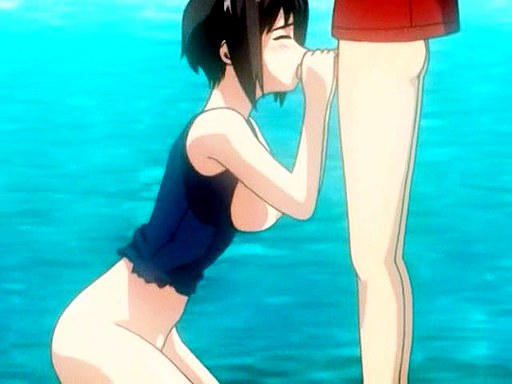Girl in swimsuit fingers hentai pussy