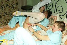 Nurses in lace stockings get fucked in or